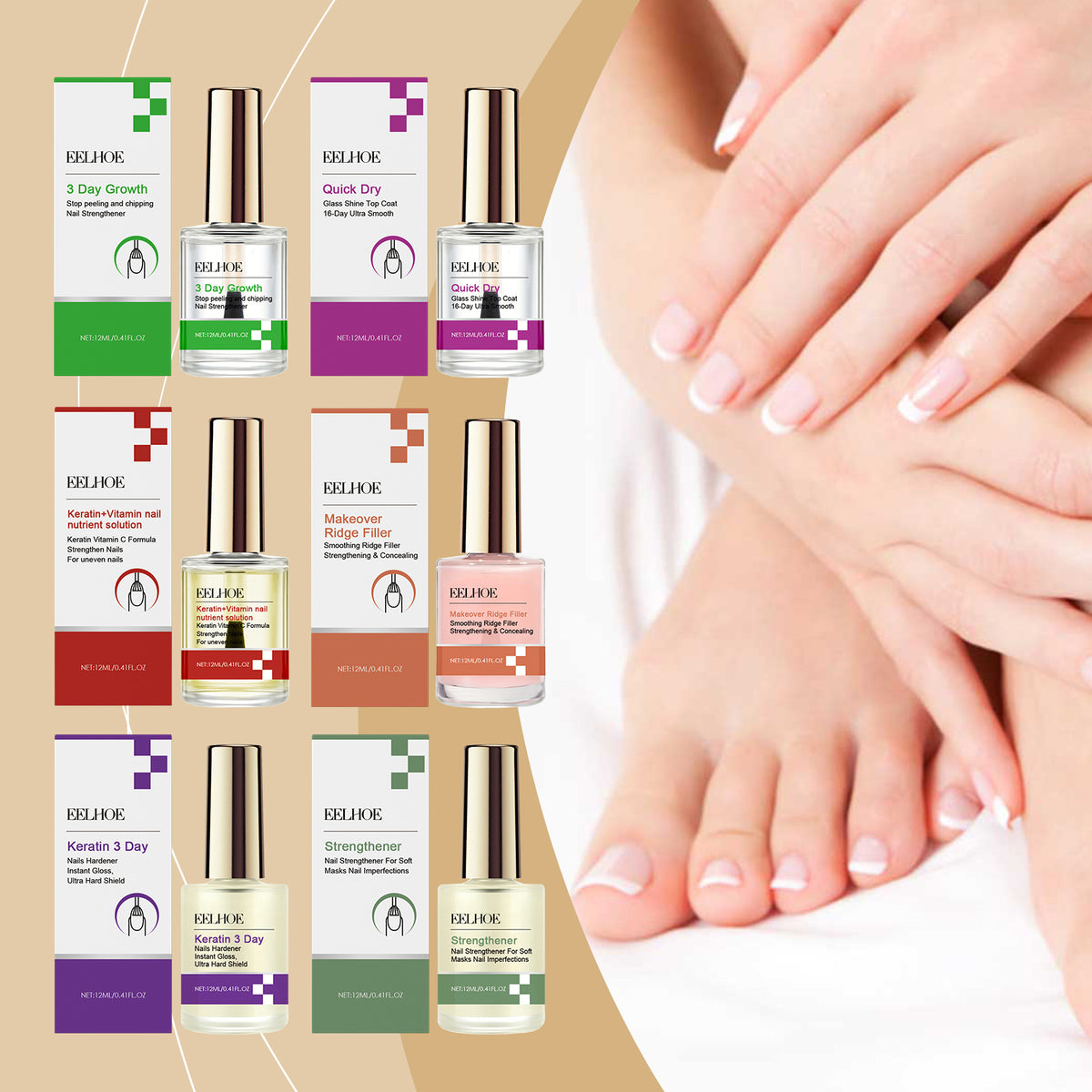 EELHOE Nail Care Solution Strong Repair Nail Surface Moisturizing Clear Gloss Smooth Nail Care Oil