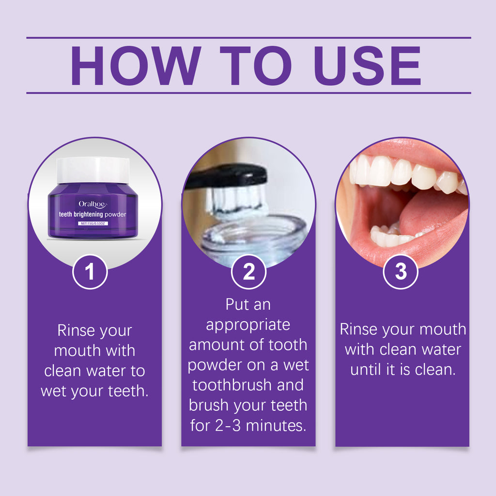 Oralhoe Purple Tooth Powder Clean Odor Care Mouth Fresh Breath Bright Tooth Powder Gingival Care