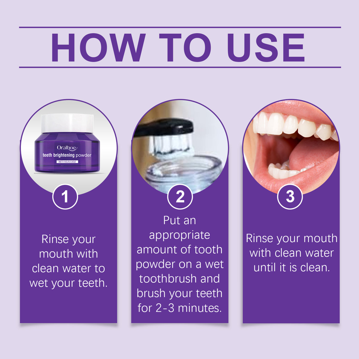 Oralhoe Purple Tooth Powder Clean Odor Care Mouth Fresh Breath Bright Tooth Powder Gingival Care
