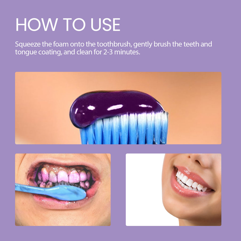 EELHOE Purple Corrector, Deep Clean Bad Breath Dirt Care Gingival Whitening Tooth Care Toothpaste